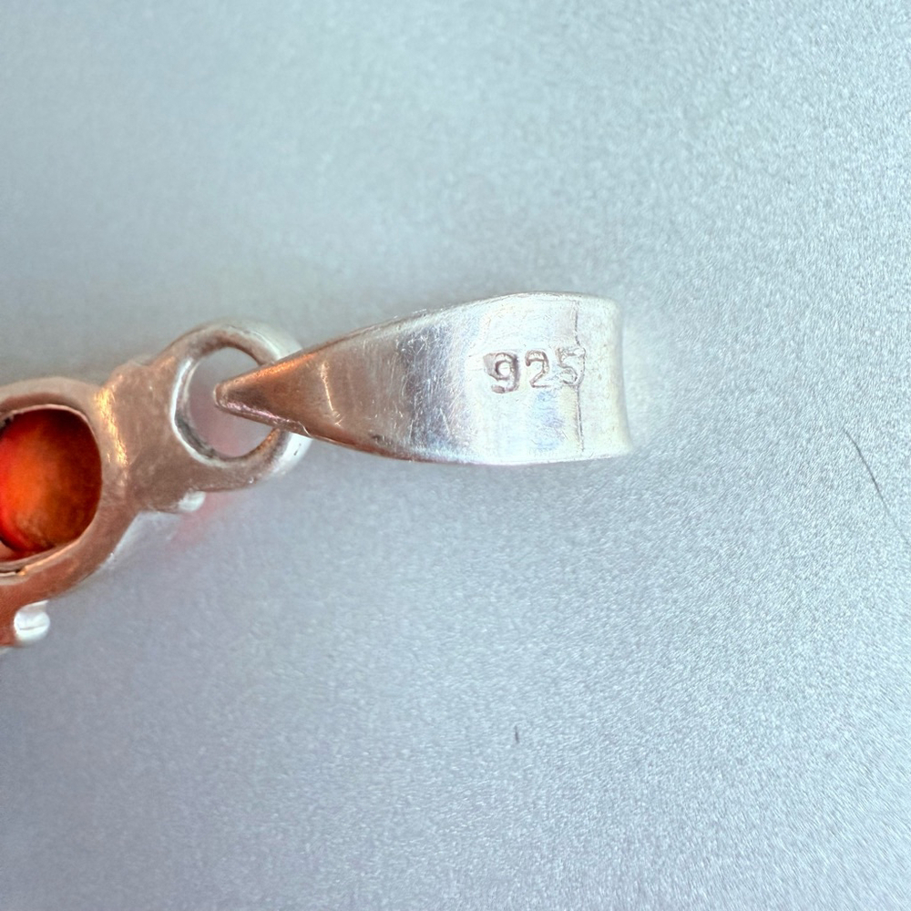 Artisan Large Cross Sterling Silver 925 Heart Red Coral Gemstone 3" Pendant - Picture 3 of 6